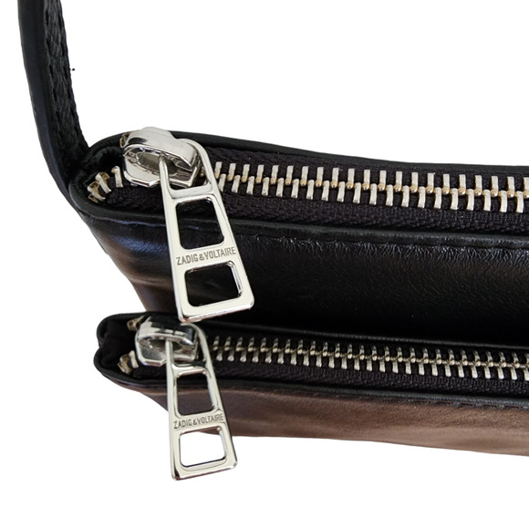 NWT Zadig & Voltaire Crossbody Bag Black Leather Stella Wings Zipper Shoulder - Picture 12 of 16